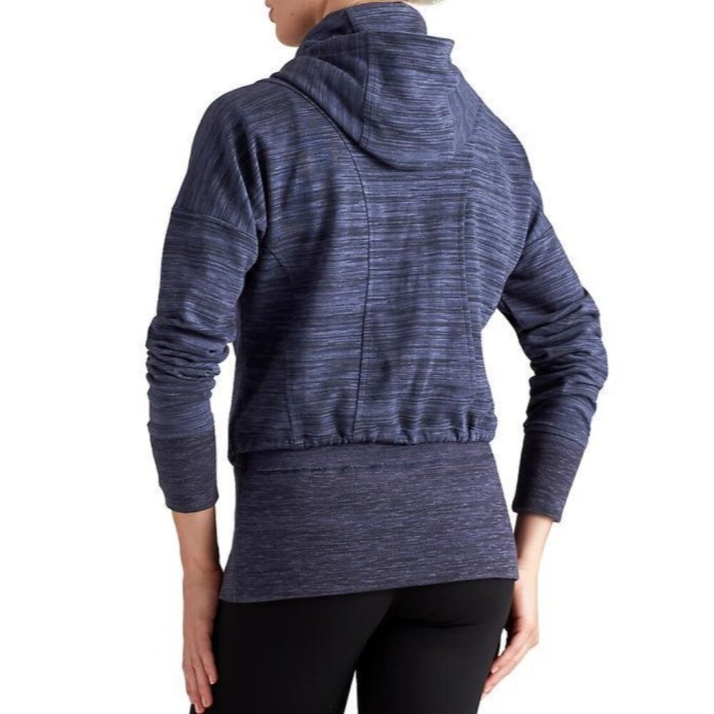 Athleta Gray Cinch Hem Thumbholes Ribbed Knit Inner Layer Zip Up Hoodie Sweater - Picture 13 of 16